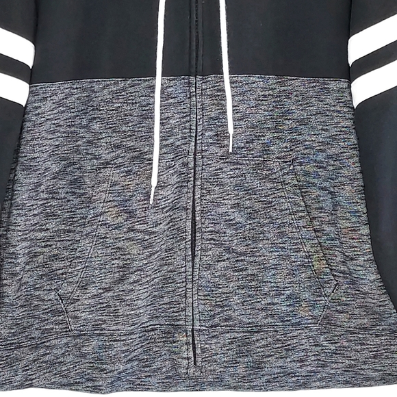 PINK Victoria's Secret Size Large Black & White Full Zip Colorblock Hoodie - Picture 3 of 8